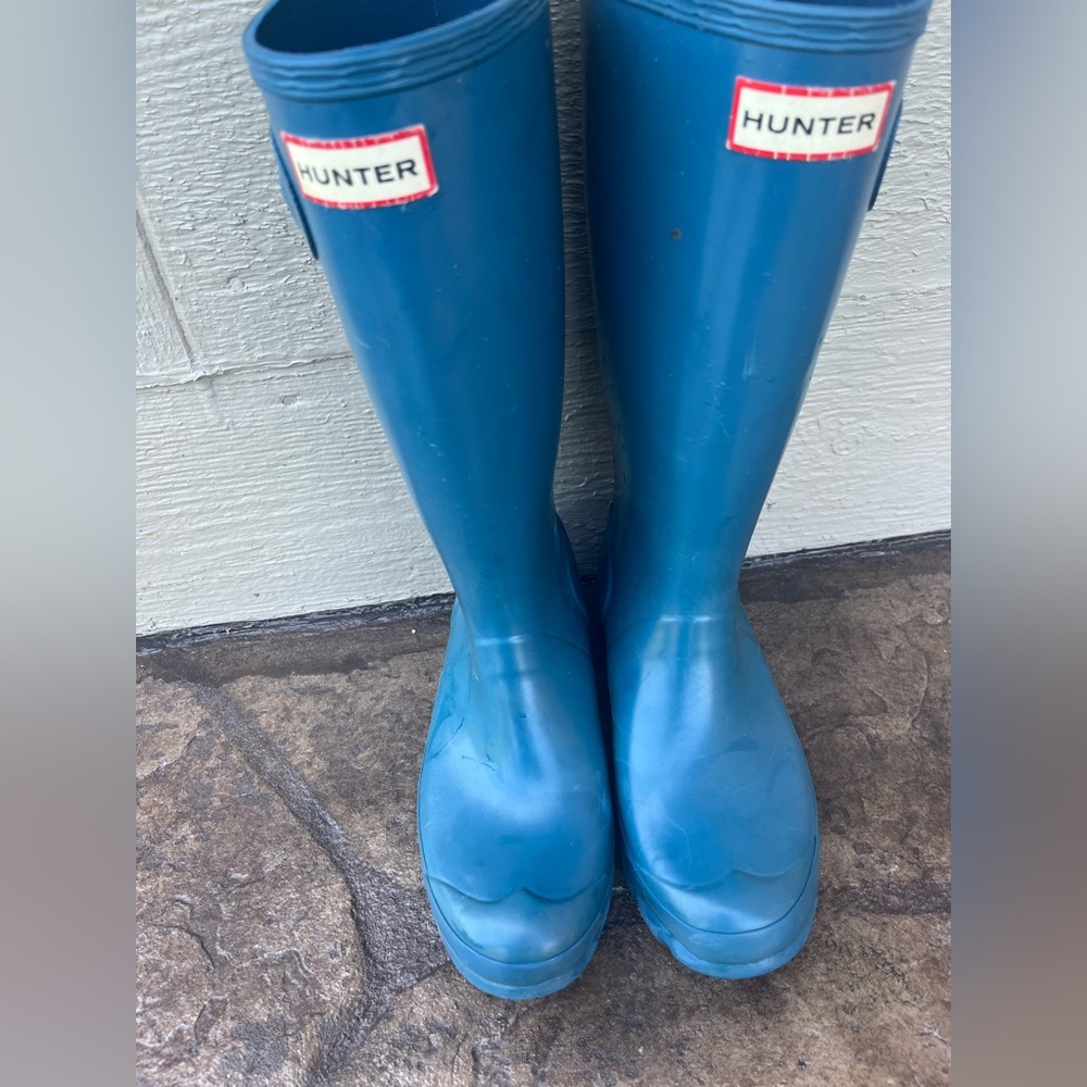 Kids turquoise hunter boots